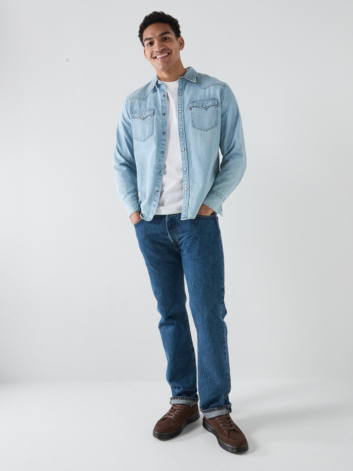 Image 3 of 5 of Levi's Barstow Western Long Sleeve Denim Shirt - Light Blue