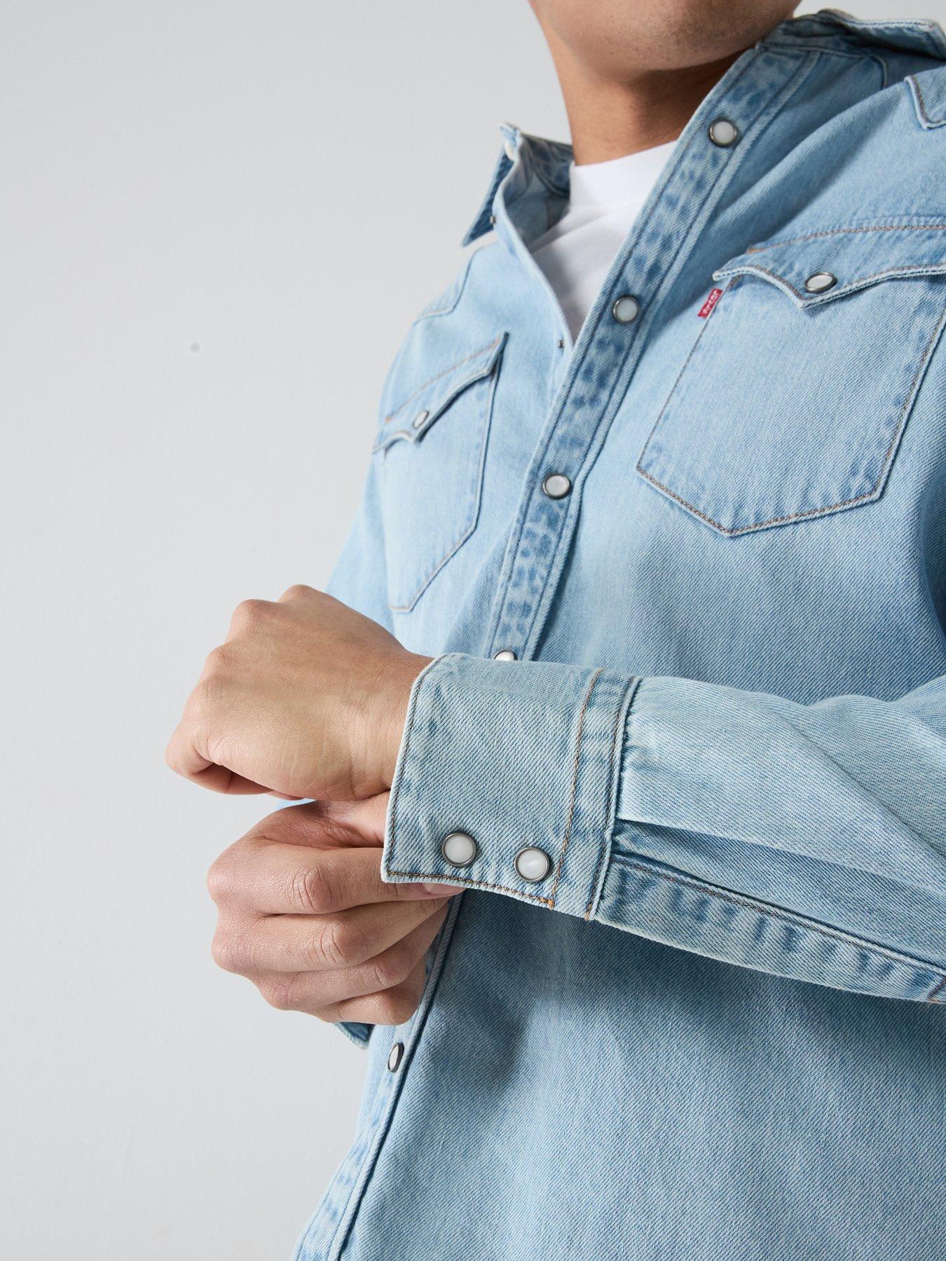 Image 4 of 5 of Levi's Barstow Western Long Sleeve Denim Shirt - Light Blue
