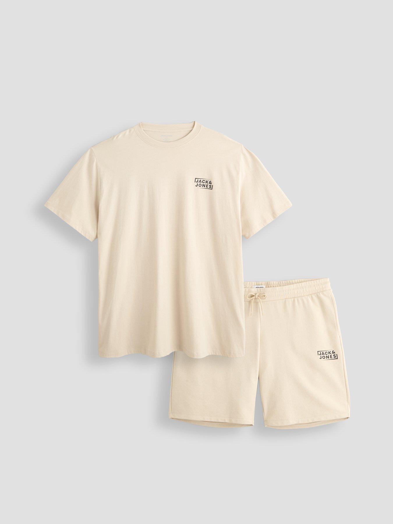 Jack & Jones T-Shirt And Shorts Set, Moonbeam Pack, Size 3Xl, Men
