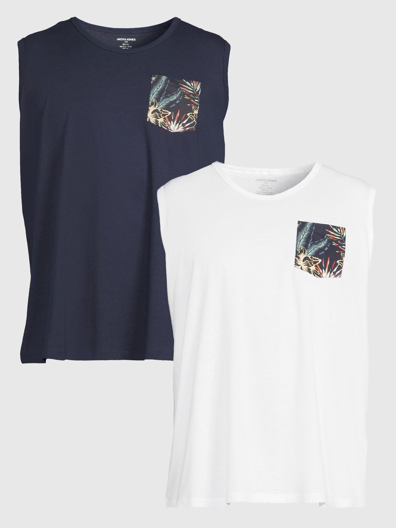 Jack & Jones Plus Honolulu 2 Pack Tank T-Shirts
