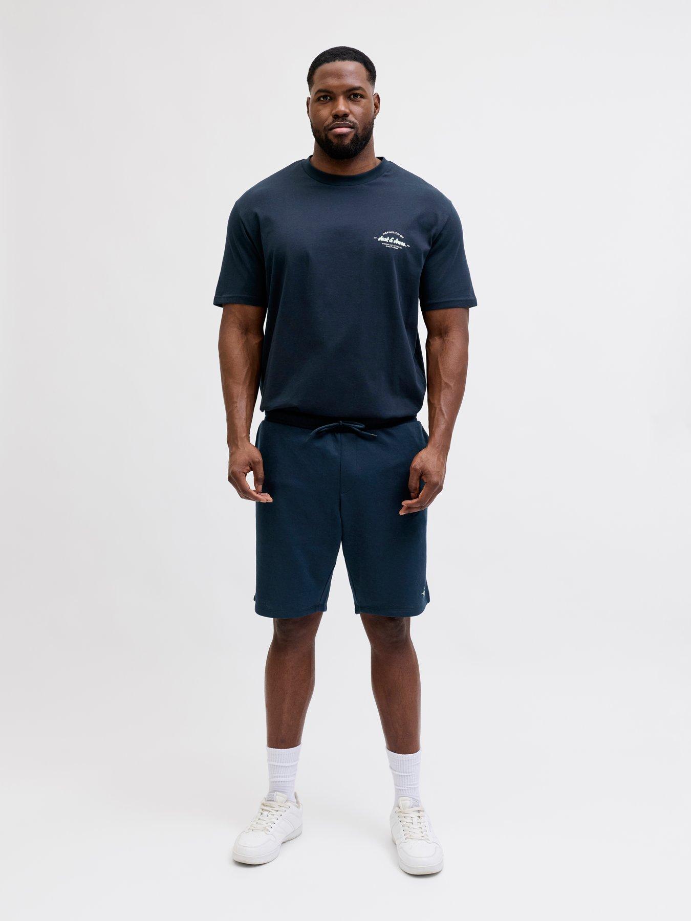 Jack & Jones Plus Brandon T-Shirt and Short Set, Navy Blazer, Size 4Xl, Men