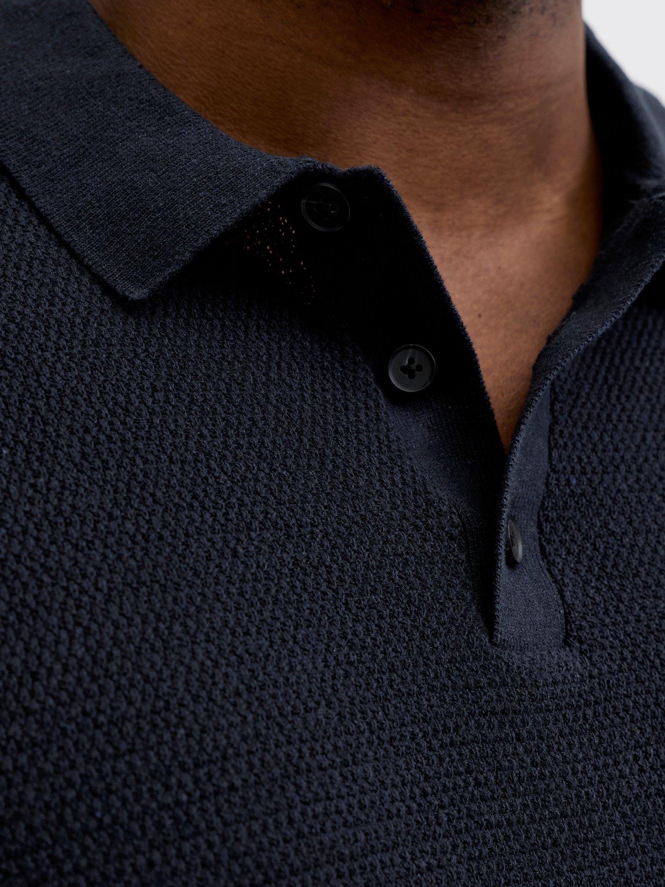 Image 5 of 7 of Jack & Jones Plus George Knitted Polo Shirt - Navy