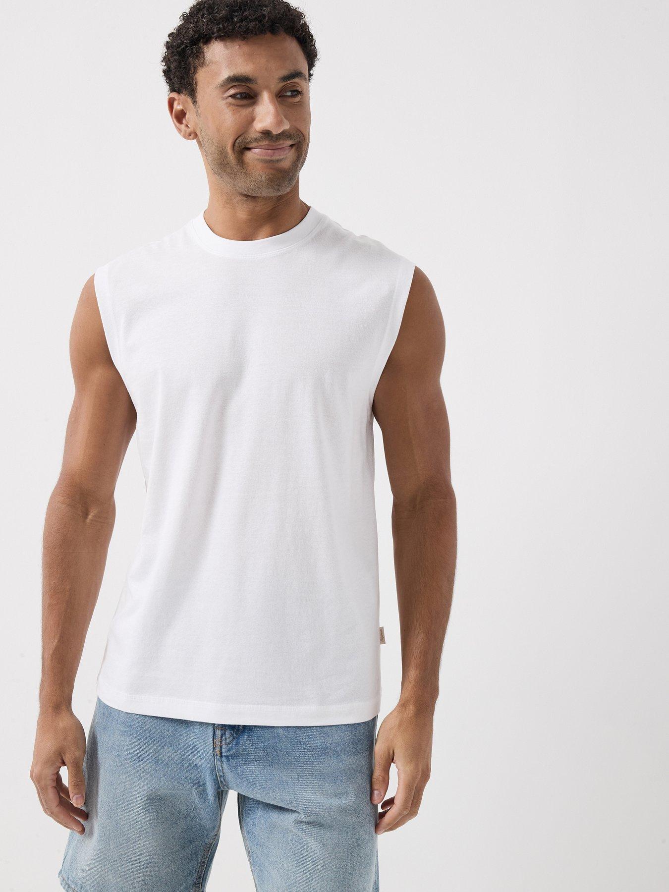 Image 1 of 6 of Jack & Jones Sleeveless T-Shirt - White