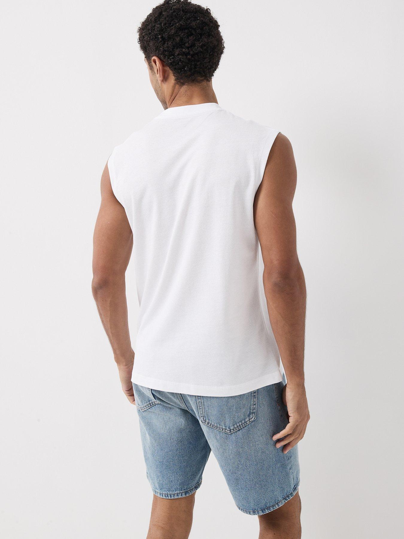Image 2 of 6 of Jack & Jones Sleeveless T-Shirt - White