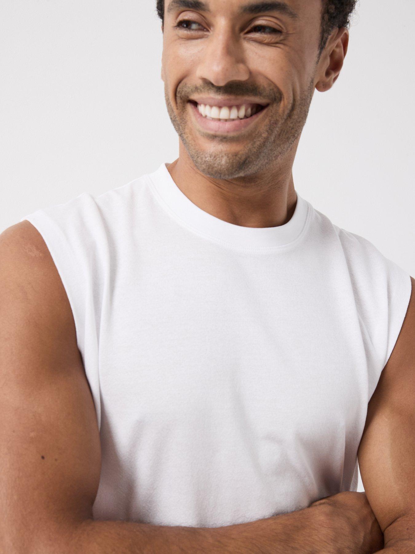 Image 4 of 6 of Jack & Jones Sleeveless T-Shirt - White
