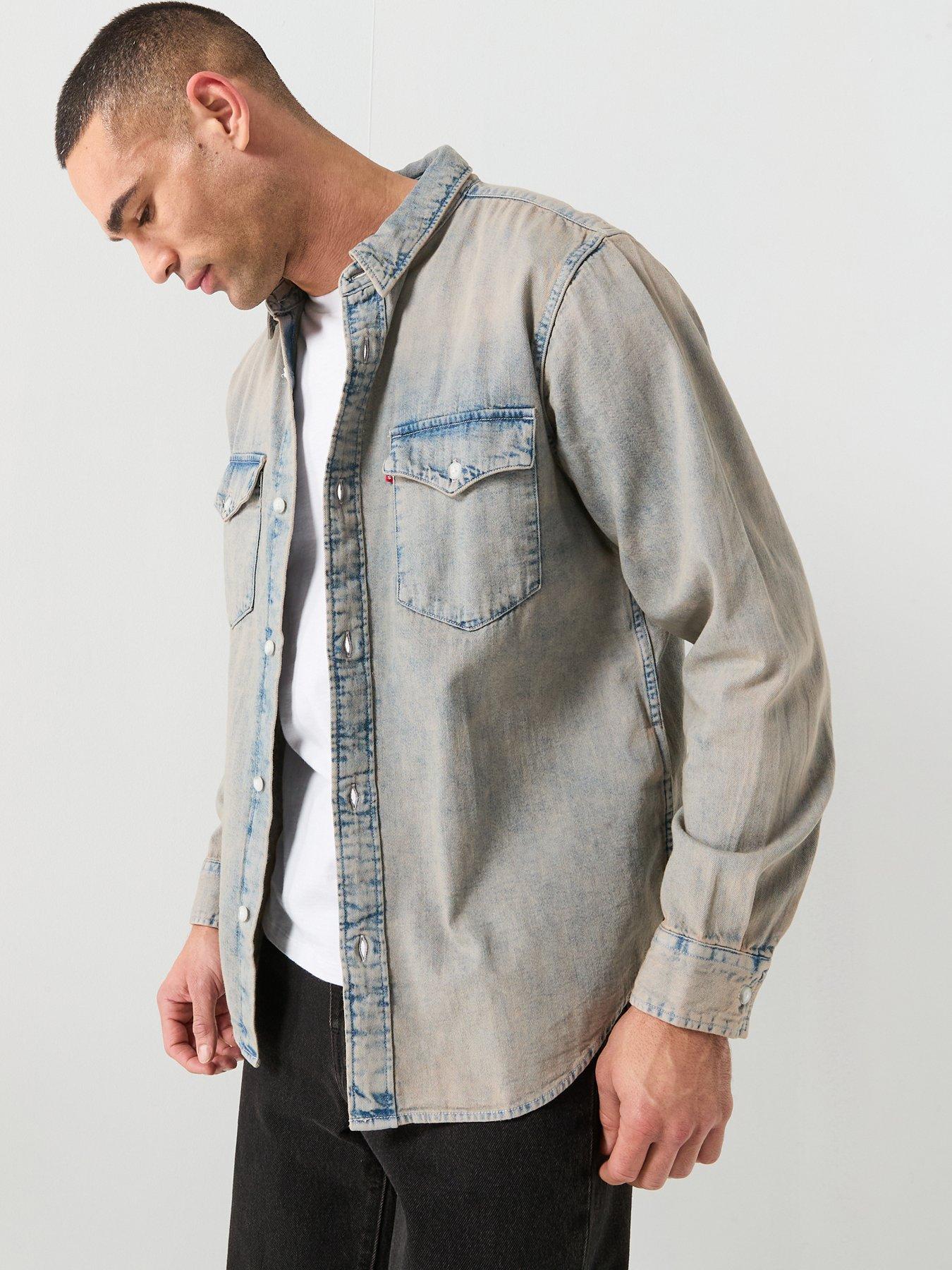 Levi's Denim Western Relaxed Fit Long Sleeve Shirt, Blue, Size L, Men