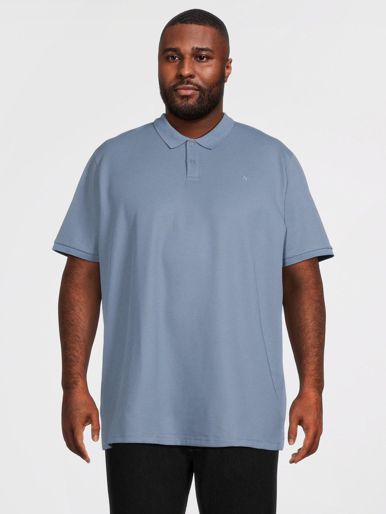 Jack & Jones Plus Austin Short Sleeve Polo Shirt - Blue