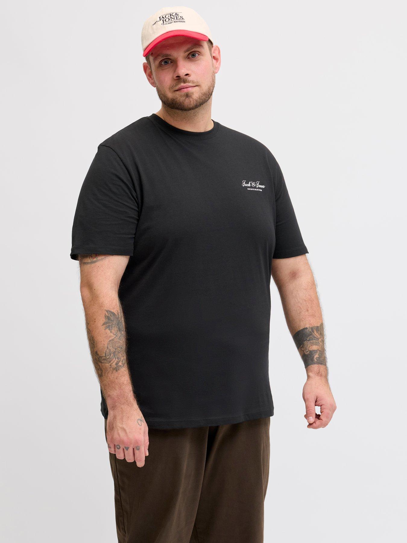 Jack & Jones Plus Graphic Short Sleeve T-Shirt, Black, Size 4Xl, Men