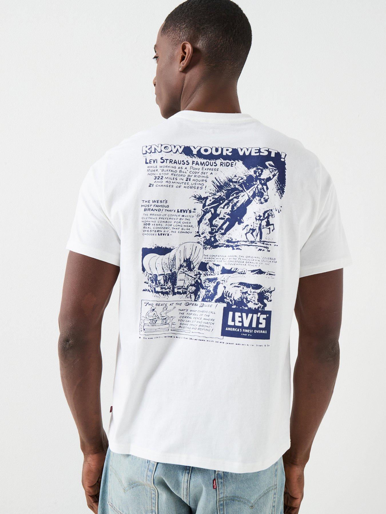 Image 1 of 6 of Levi's Western Back Graphic Relaxed Fit T-Shirt - White