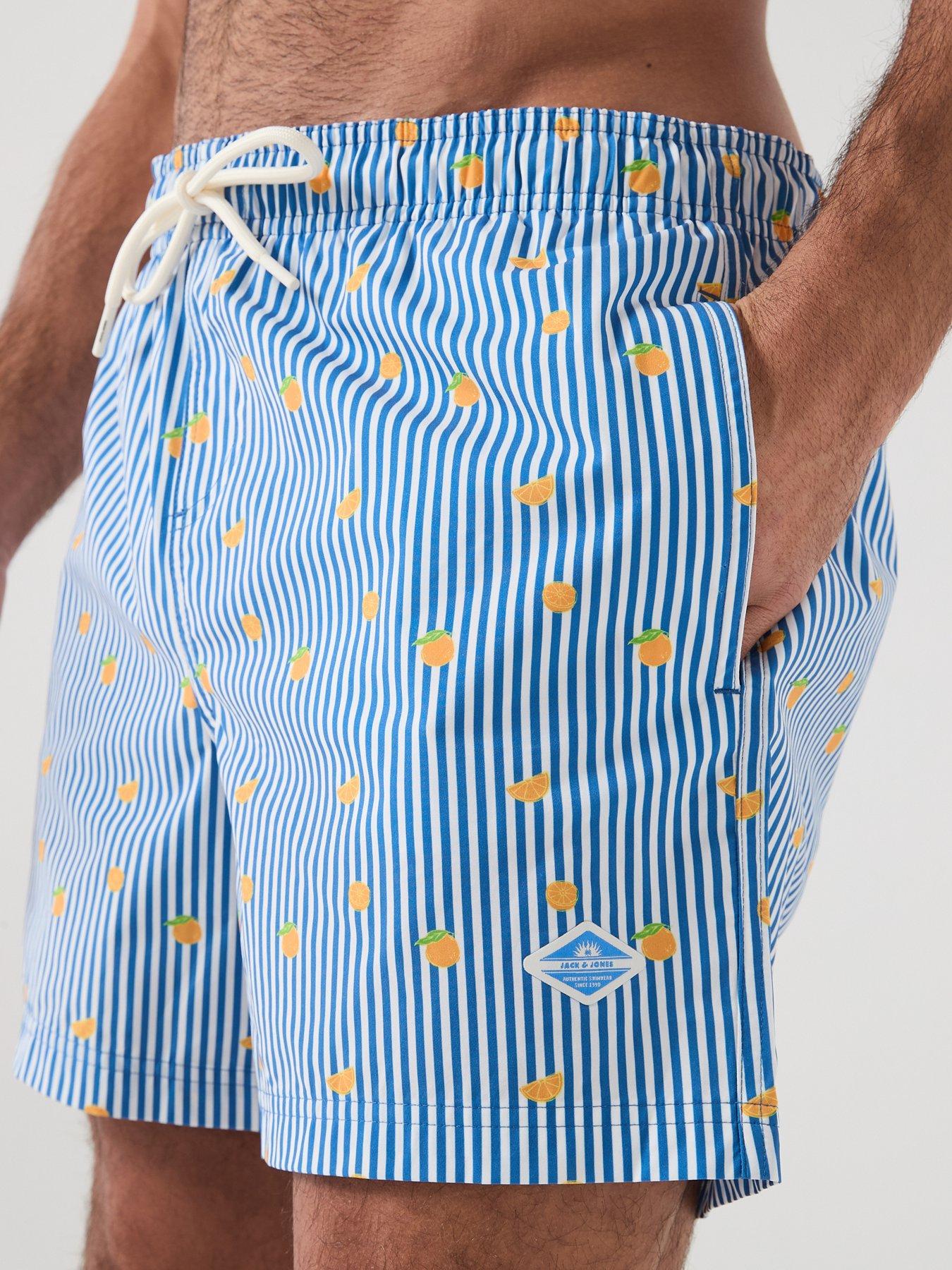 Image 4 of 5 of Jack & Jones Maui Breeze Mini Stripe Swim Shorts - Blue