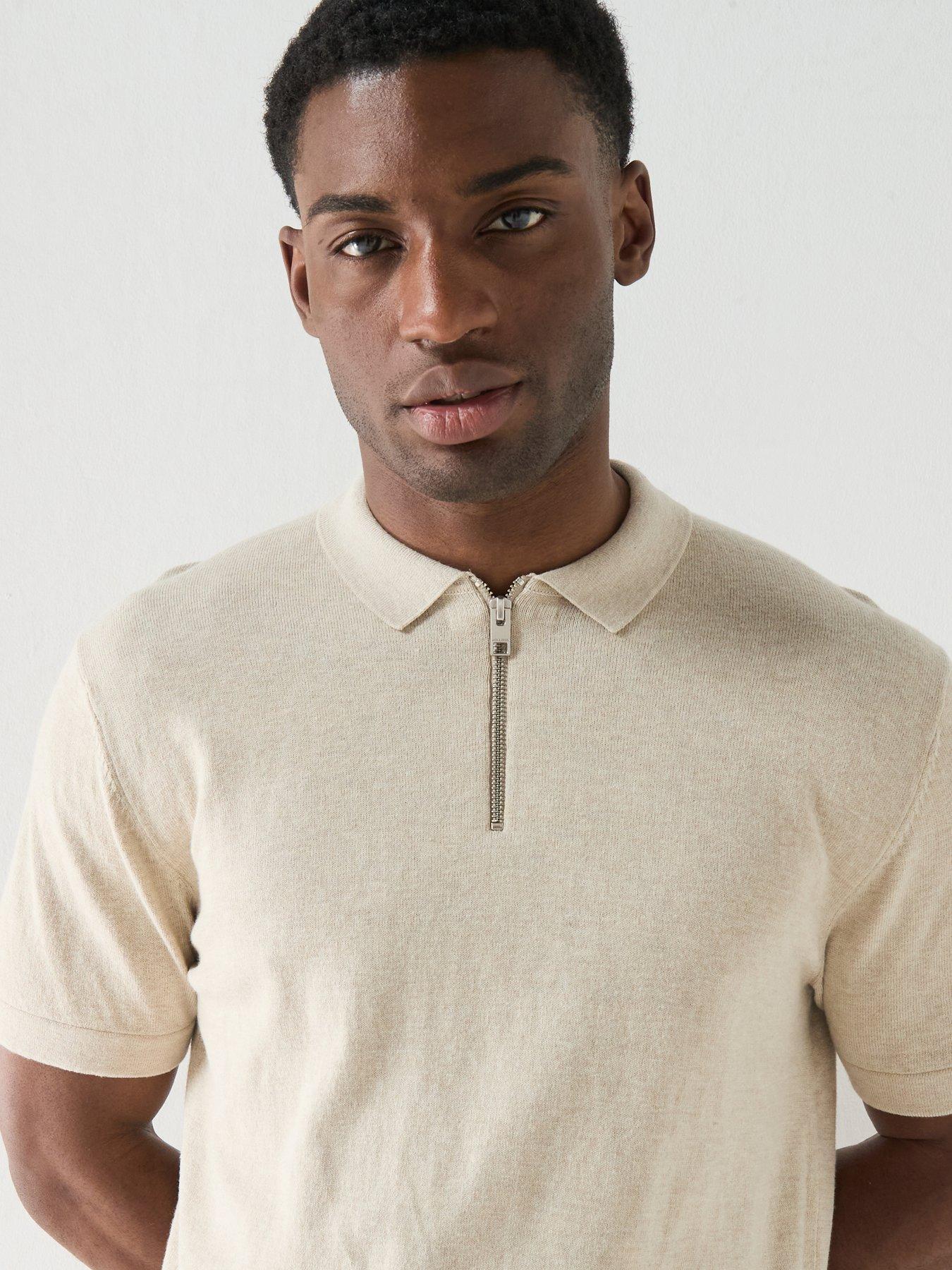 Jack & Jones Emil Zip Through Short Sleeve Knitted Polo Top