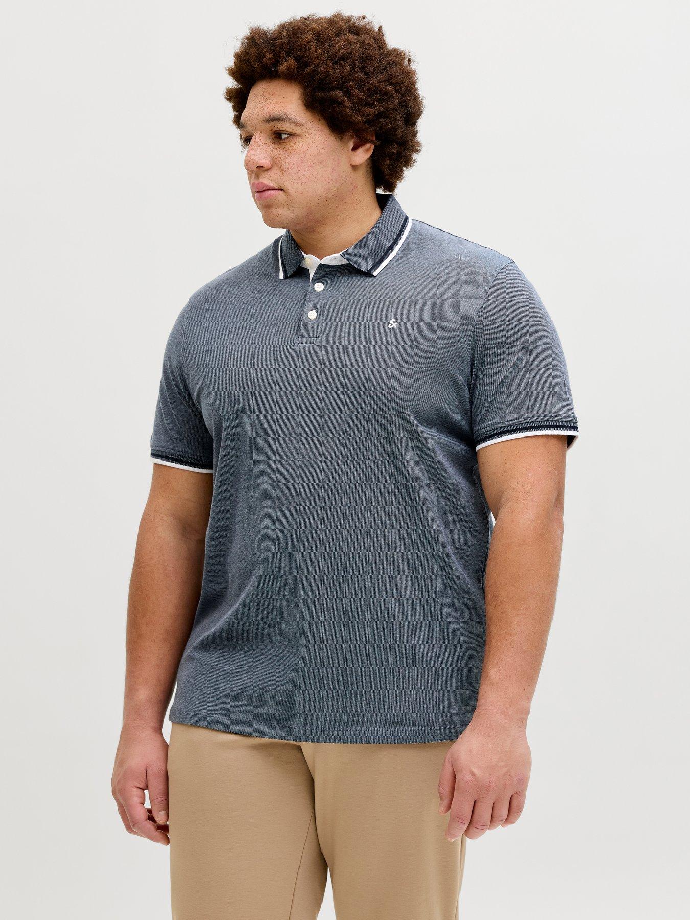 Jack & Jones Plus Paulos Polo Shirt, Blue, Size 4Xl, Men