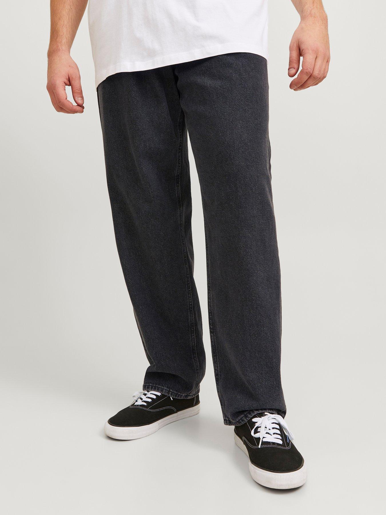 Jack & Jones Plus Chris Original 737 Relaxed Fit Jeans, Black Denim, Size 52, Inside Leg 34, Men