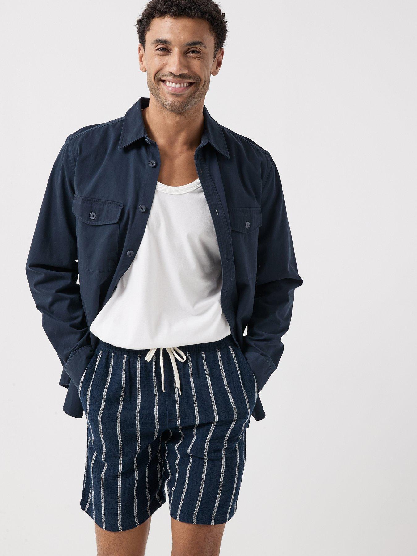 Image 6 of 6 of Jack & Jones Jaiden Coba Stripe Jogger Shorts - Sky Captain