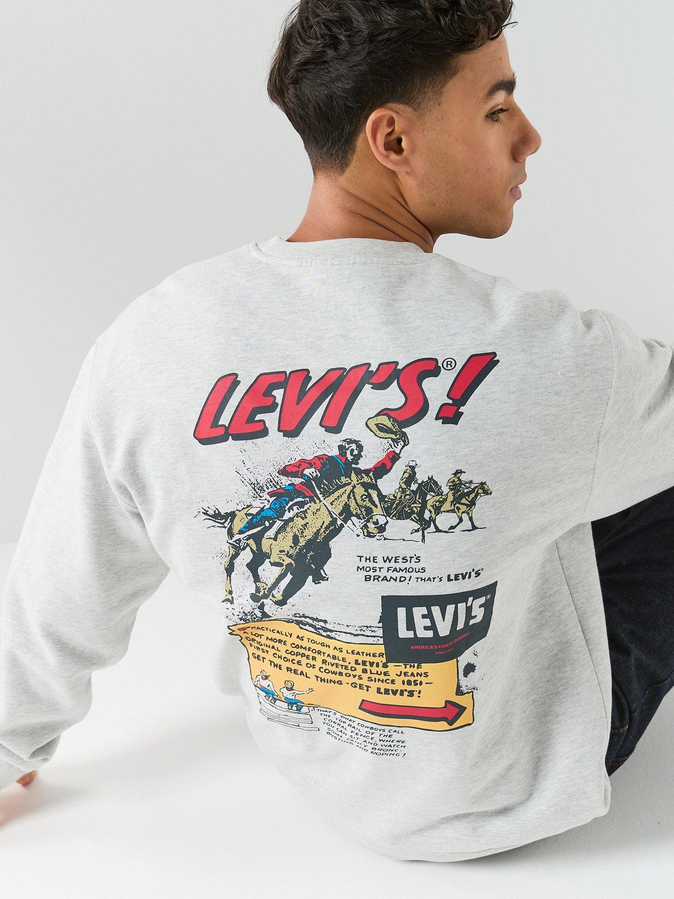 Levi'S Graphic Relaxed Fit Crew Sweatshirt- Grey
