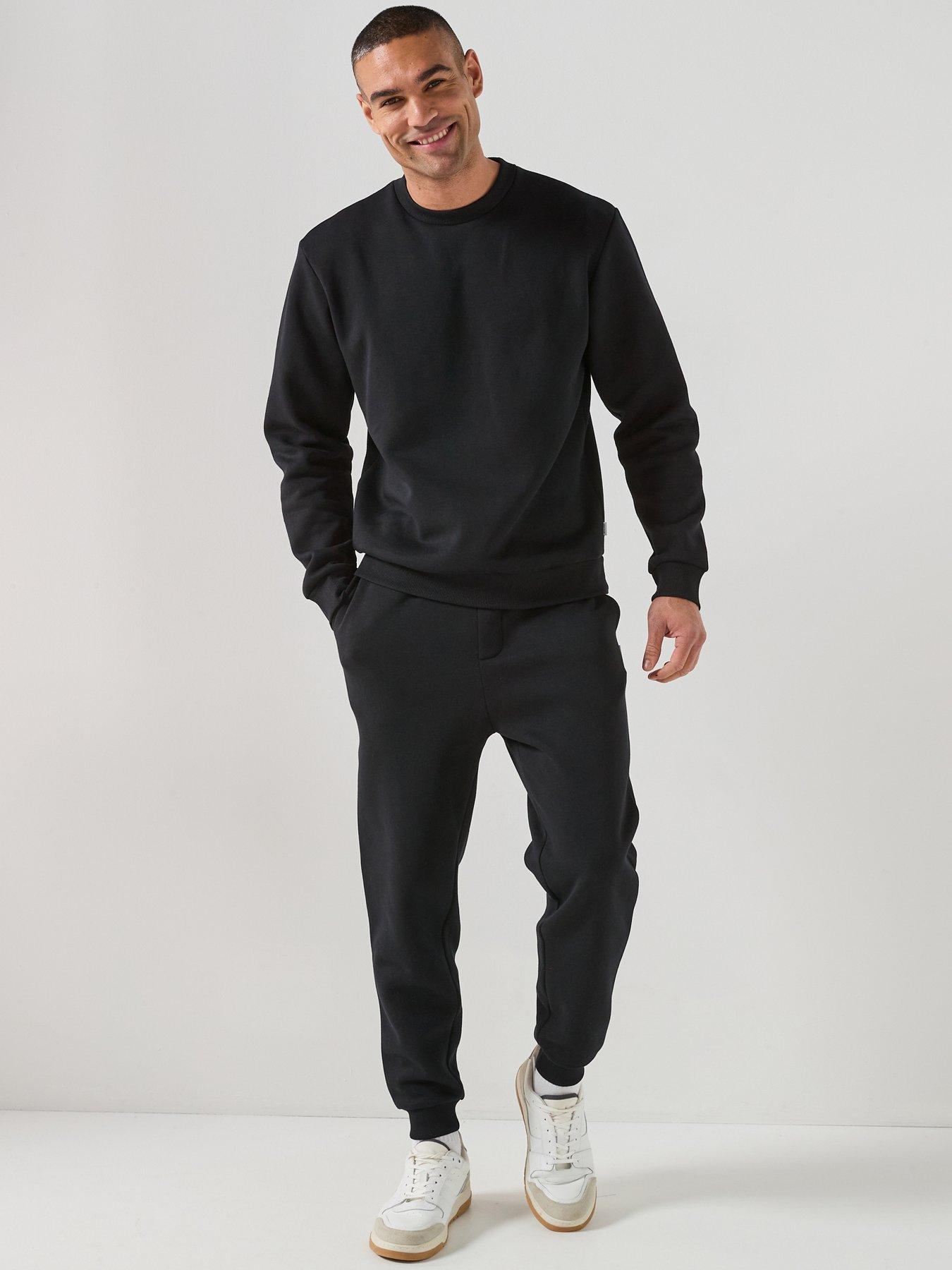 Image 1 of 6 of Jack & Jones Bradley Sweat Crew Top And Sweat Trousers Set - Black