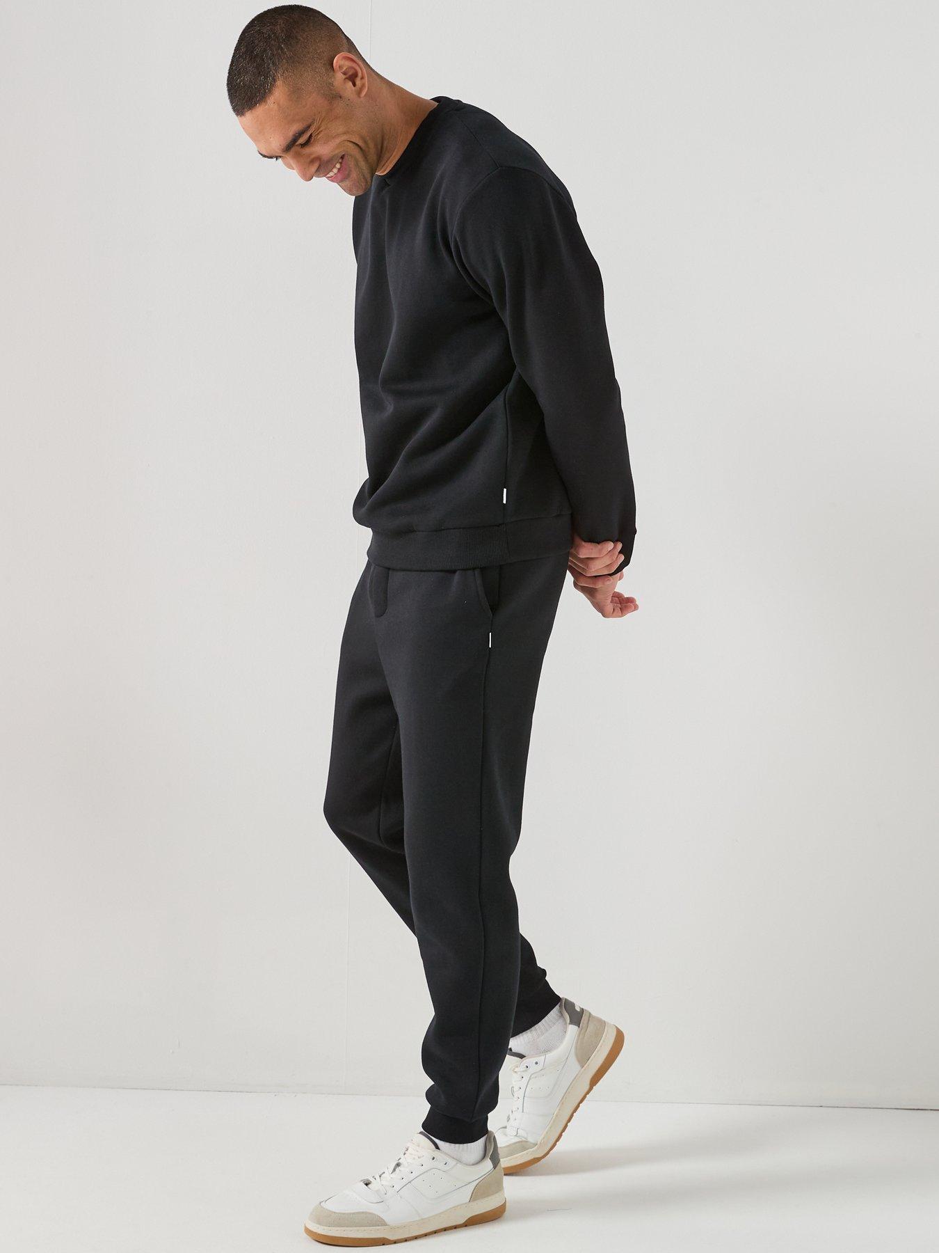 Image 3 of 6 of Jack & Jones Bradley Sweat Crew Top And Sweat Trousers Set - Black