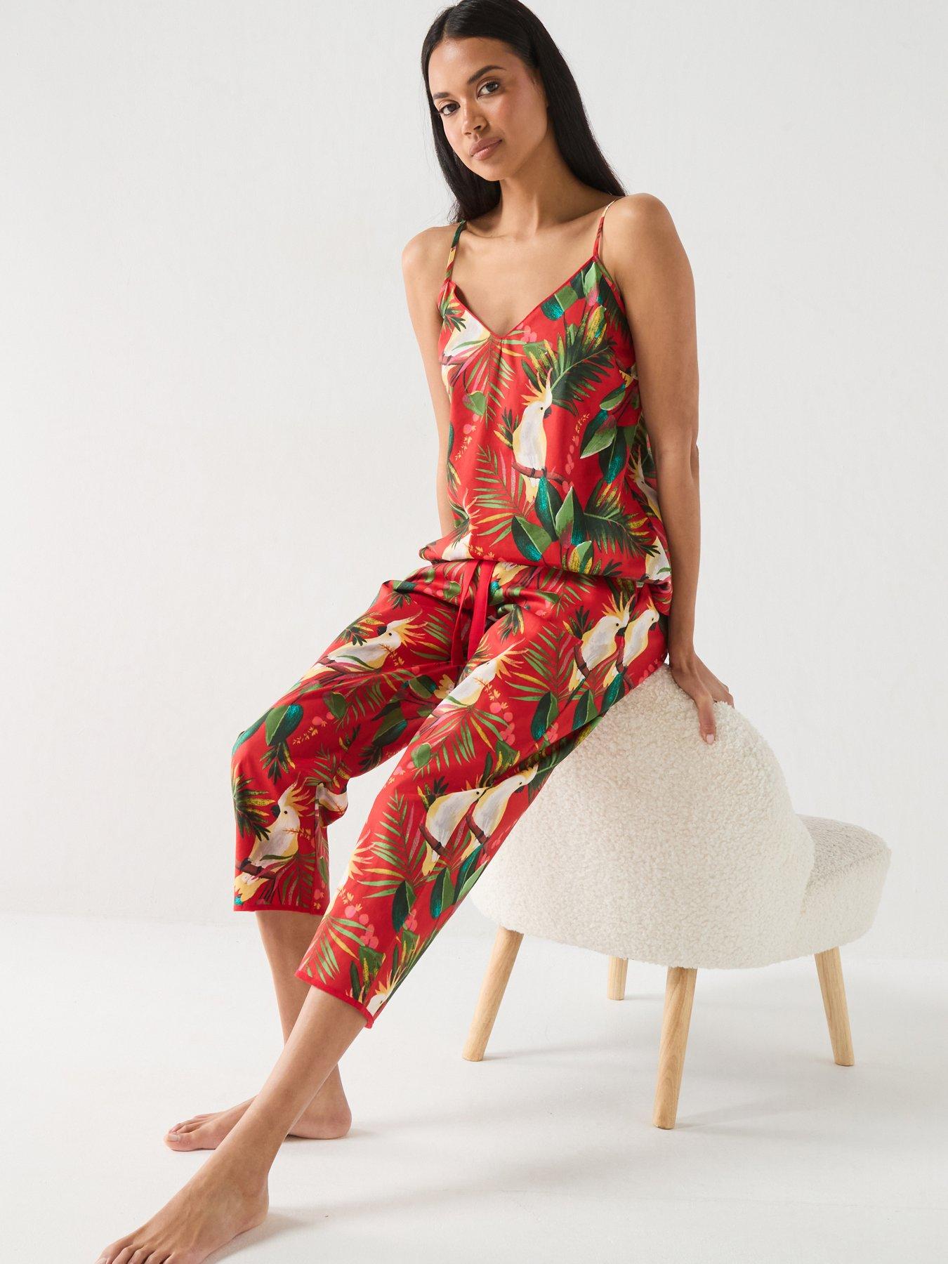 Cyberjammies Cyberjammies Tara Red Bird Print Cami  &  Pyjama Set - Red