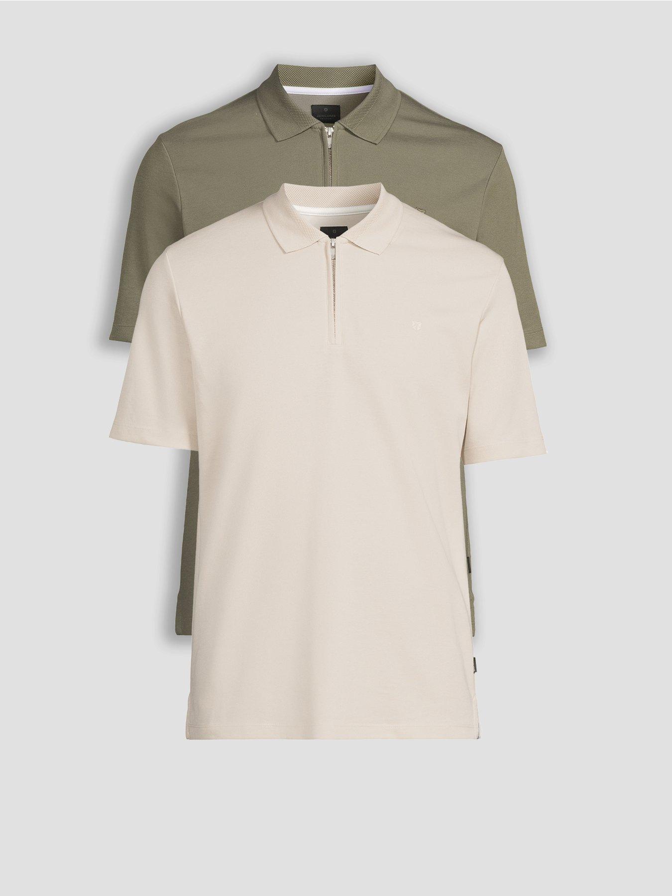 Jack & Jones Short Sleeve Zip Polo Shirts & 2Pk - Green