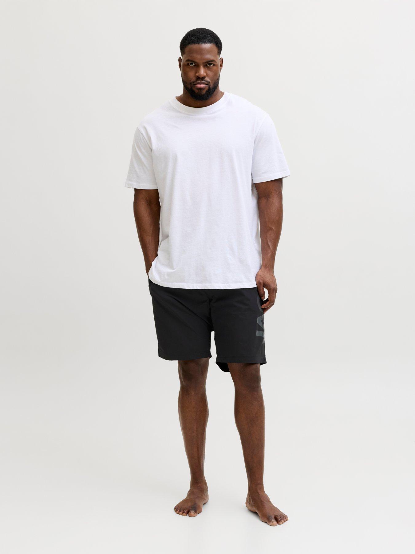 Image 2 of 6 of Jack & Jones Plus Maui Wave Logo Swim Shorts - Black