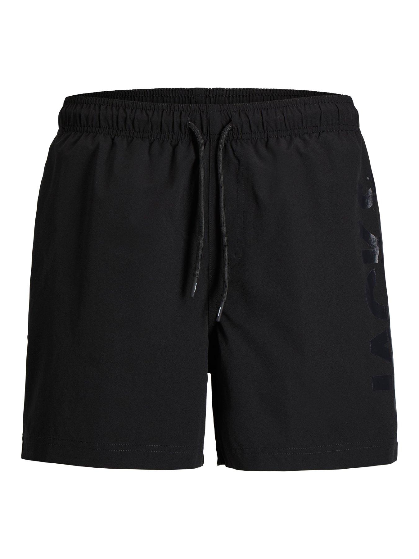 Image 3 of 6 of Jack & Jones Plus Maui Wave Logo Swim Shorts - Black