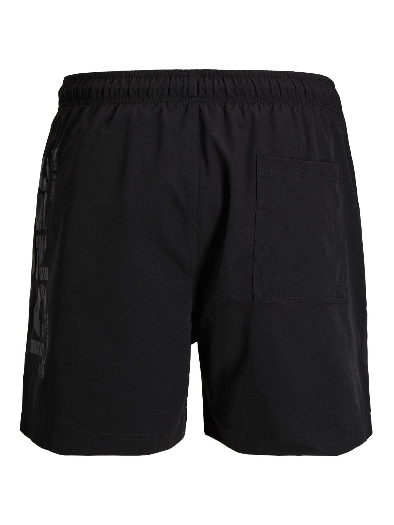 Image 4 of 6 of Jack & Jones Plus Maui Wave Logo Swim Shorts - Black