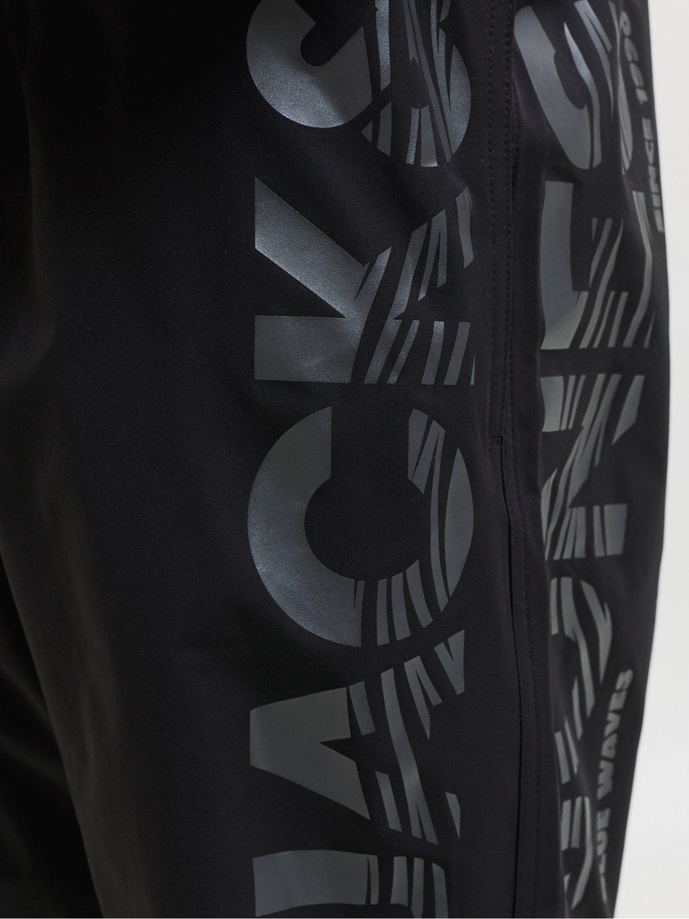 Image 5 of 6 of Jack & Jones Plus Maui Wave Logo Swim Shorts - Black