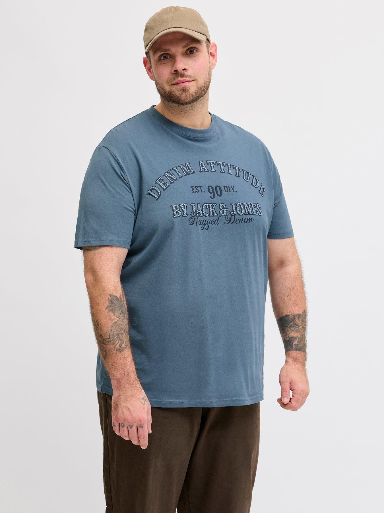 Image 1 of 5 of Jack & Jones Plus Denver Graphic T-Shirt - Blue