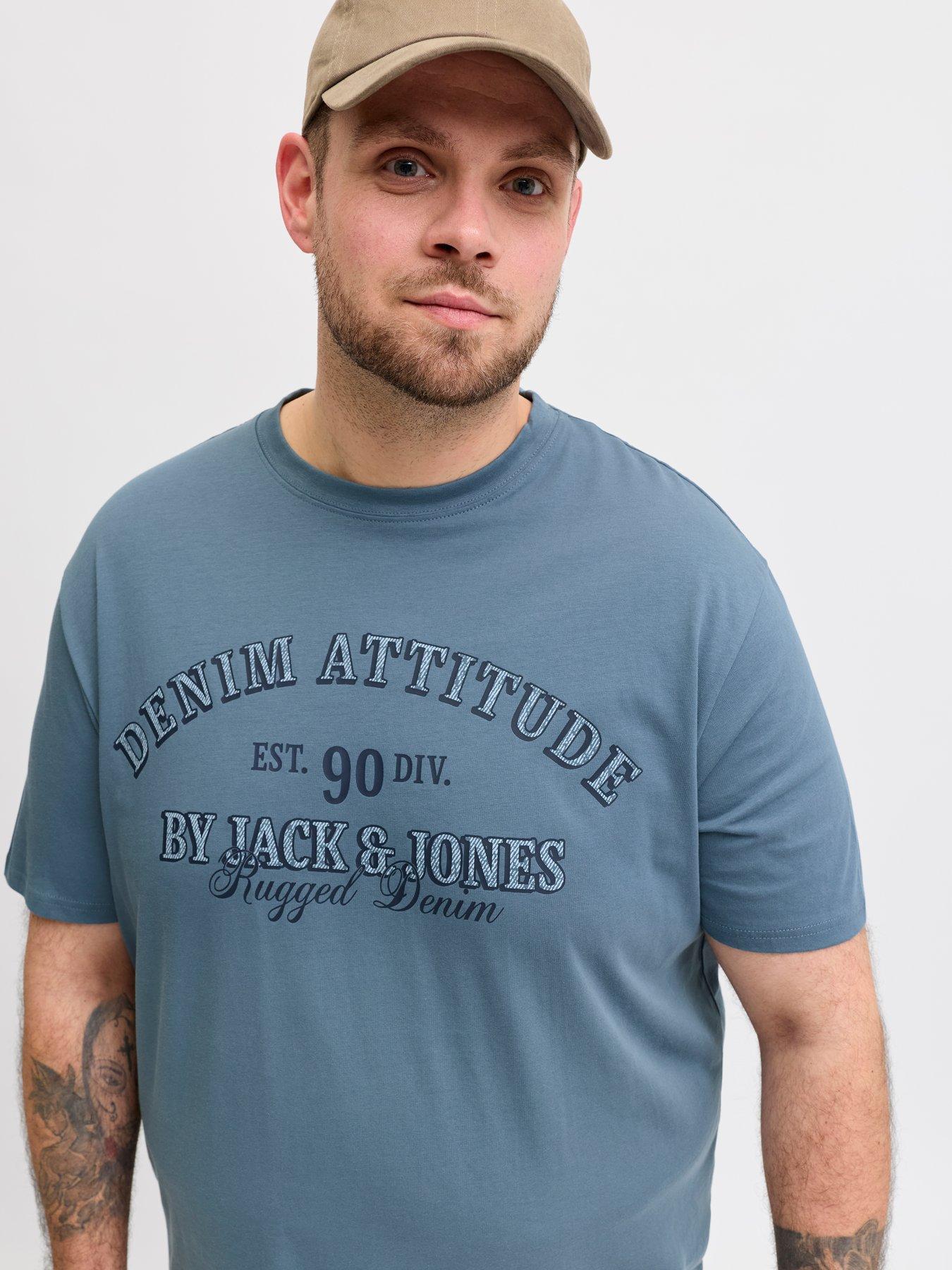 Image 4 of 5 of Jack & Jones Plus Denver Graphic T-Shirt - Blue