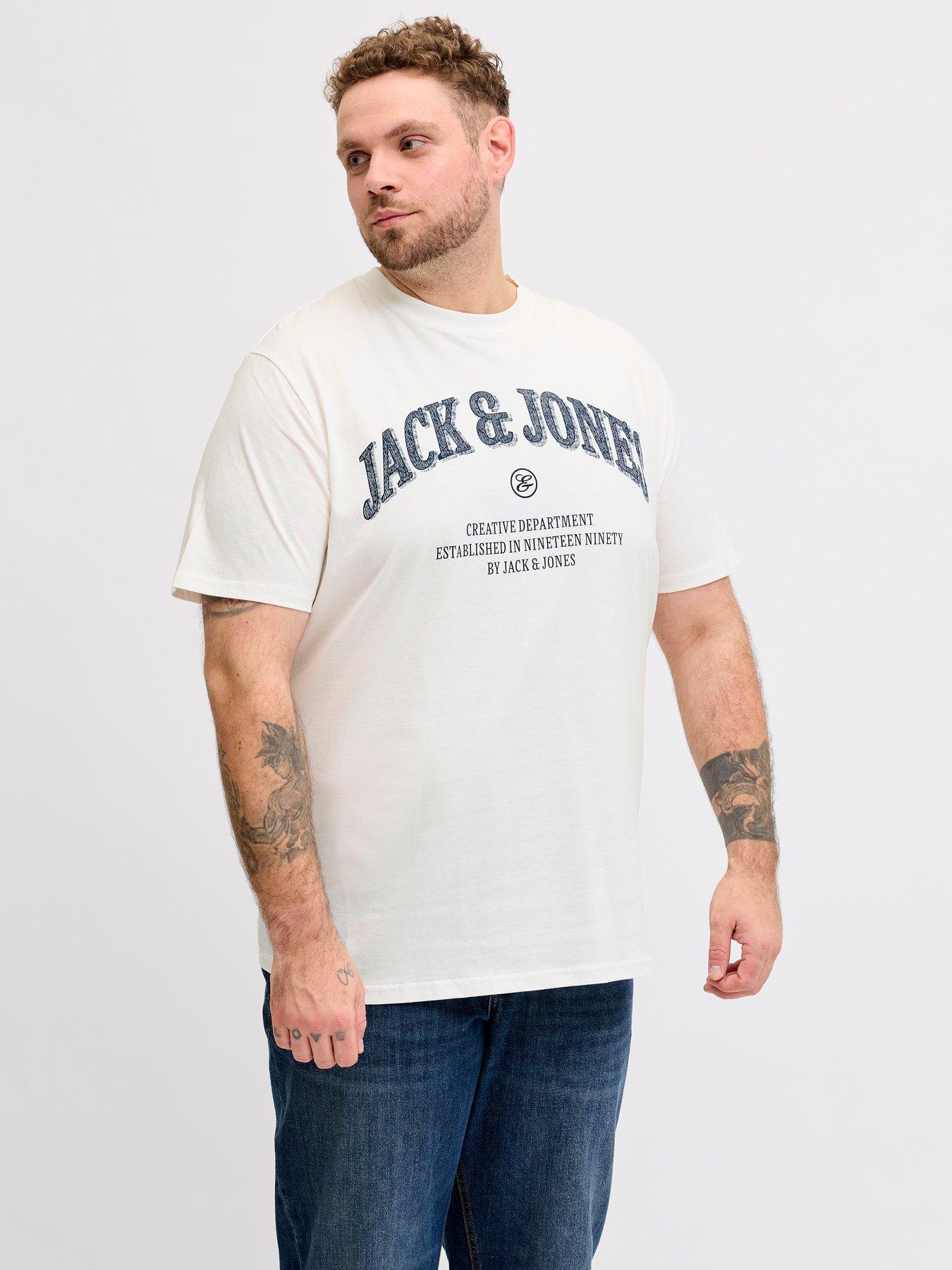 Jack & Jones Plus Denver Graphic T-Shirt - Cream