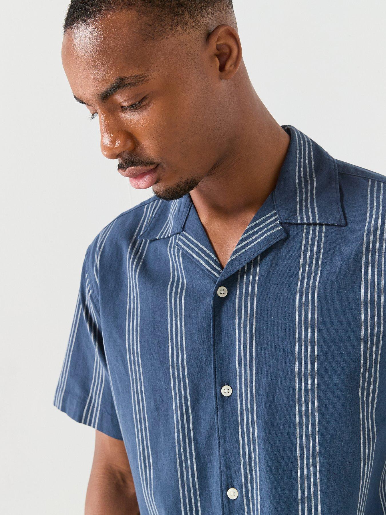 Jack & Jones Stripe Short Sleeve Resort Shirt - Navy | Very