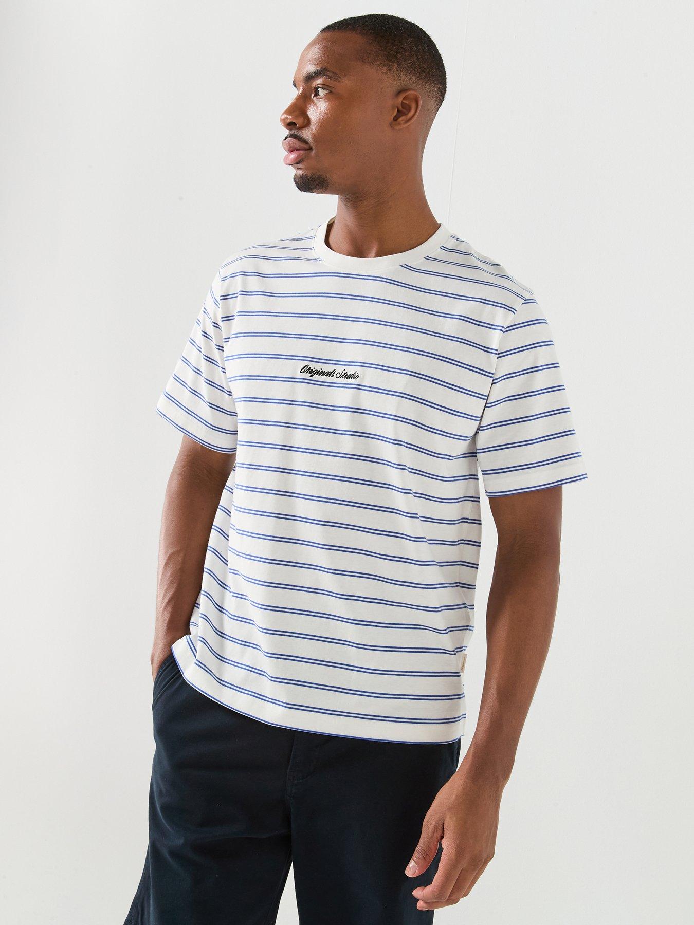 Jack & Jones Stripe T-Shirt, Cloud Dancer, Size 2Xl, Men