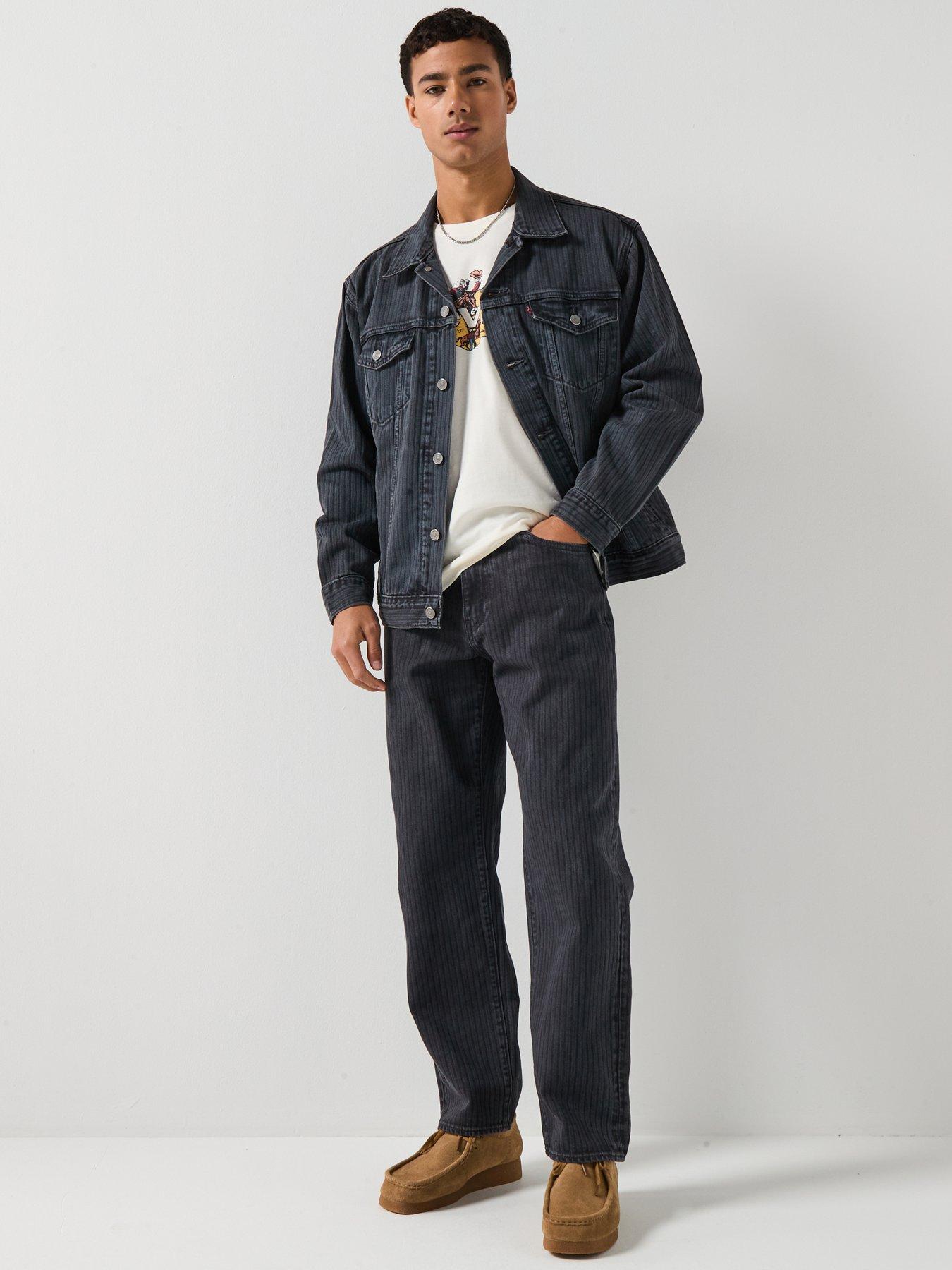 Image 3 of 6 of Levi's Relaxed Fit Stripe Denim Trucker Jacket - Black