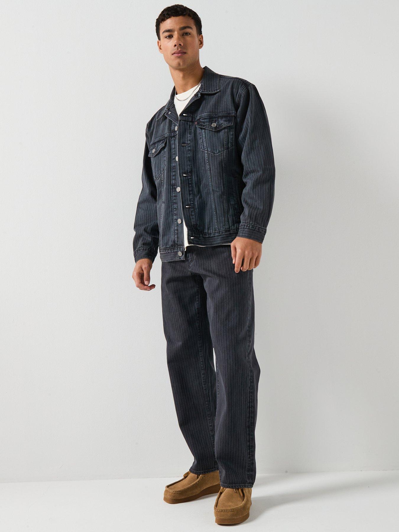 Image 6 of 6 of Levi's Relaxed Fit Stripe Denim Trucker Jacket - Black