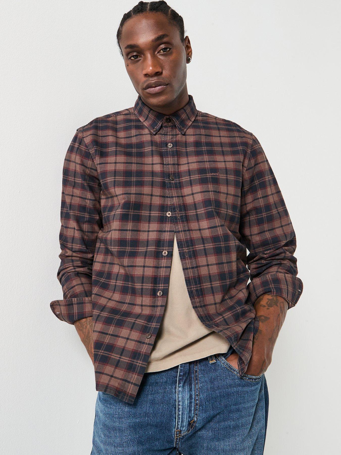 Levi's Authentic Button Down Long Sleeve Shirt, Brown, Size S, Men