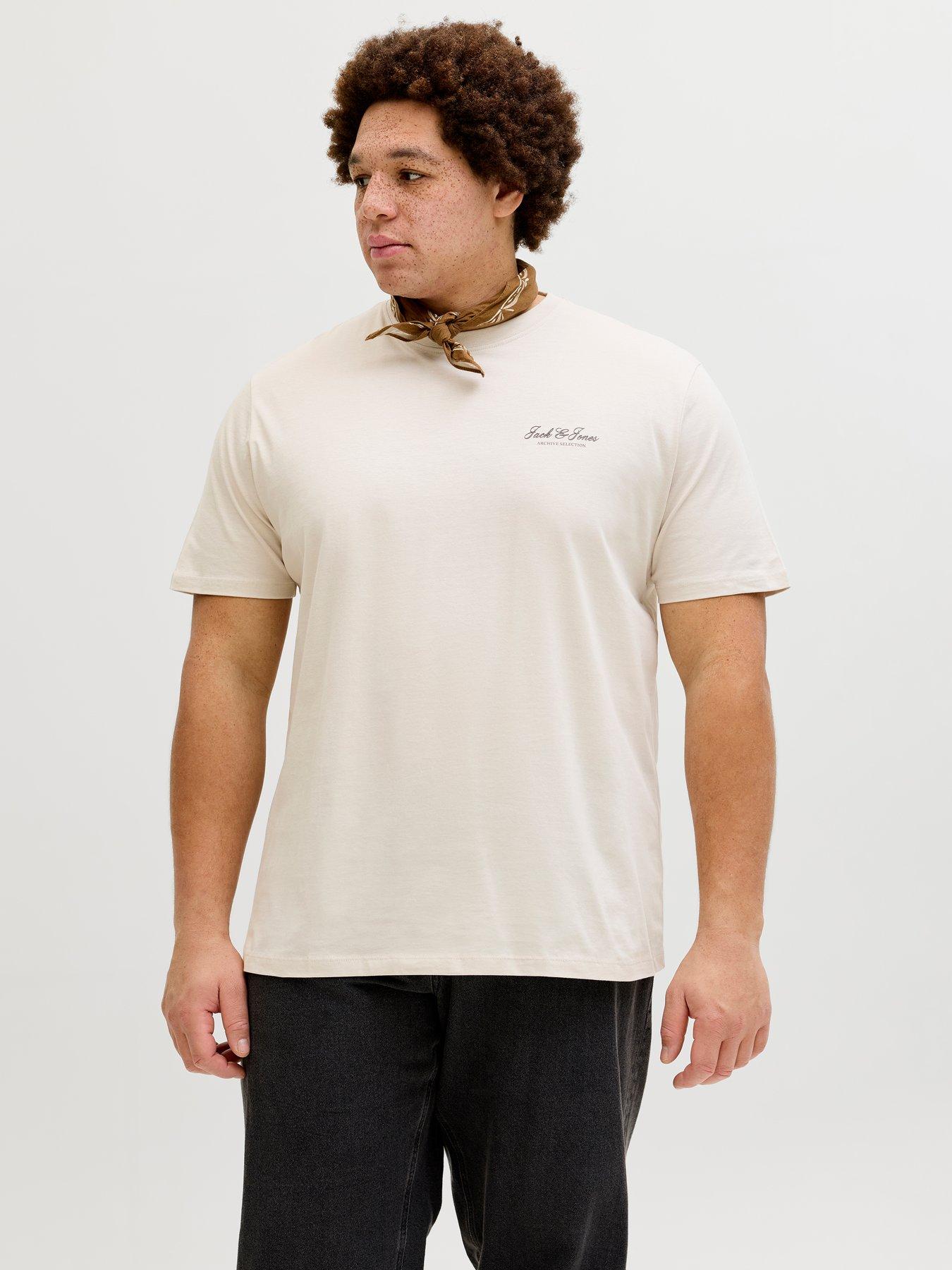 Jack & Jones Plus Graphic Short Sleeve T-Shirt - Off White