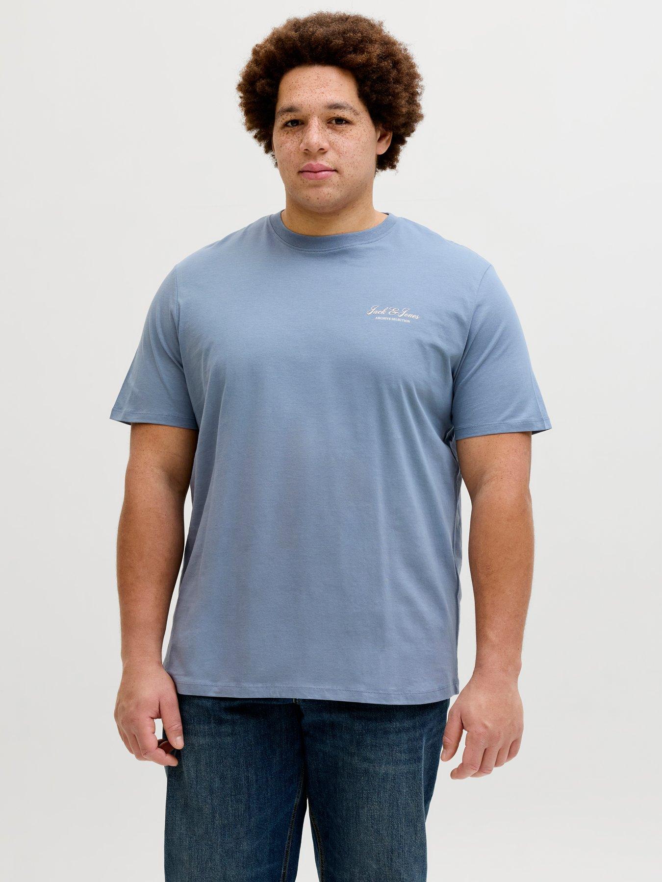 Jack & Jones Plus Graphic Short Sleeve T-Shirt, Blue, Size 4Xl, Men