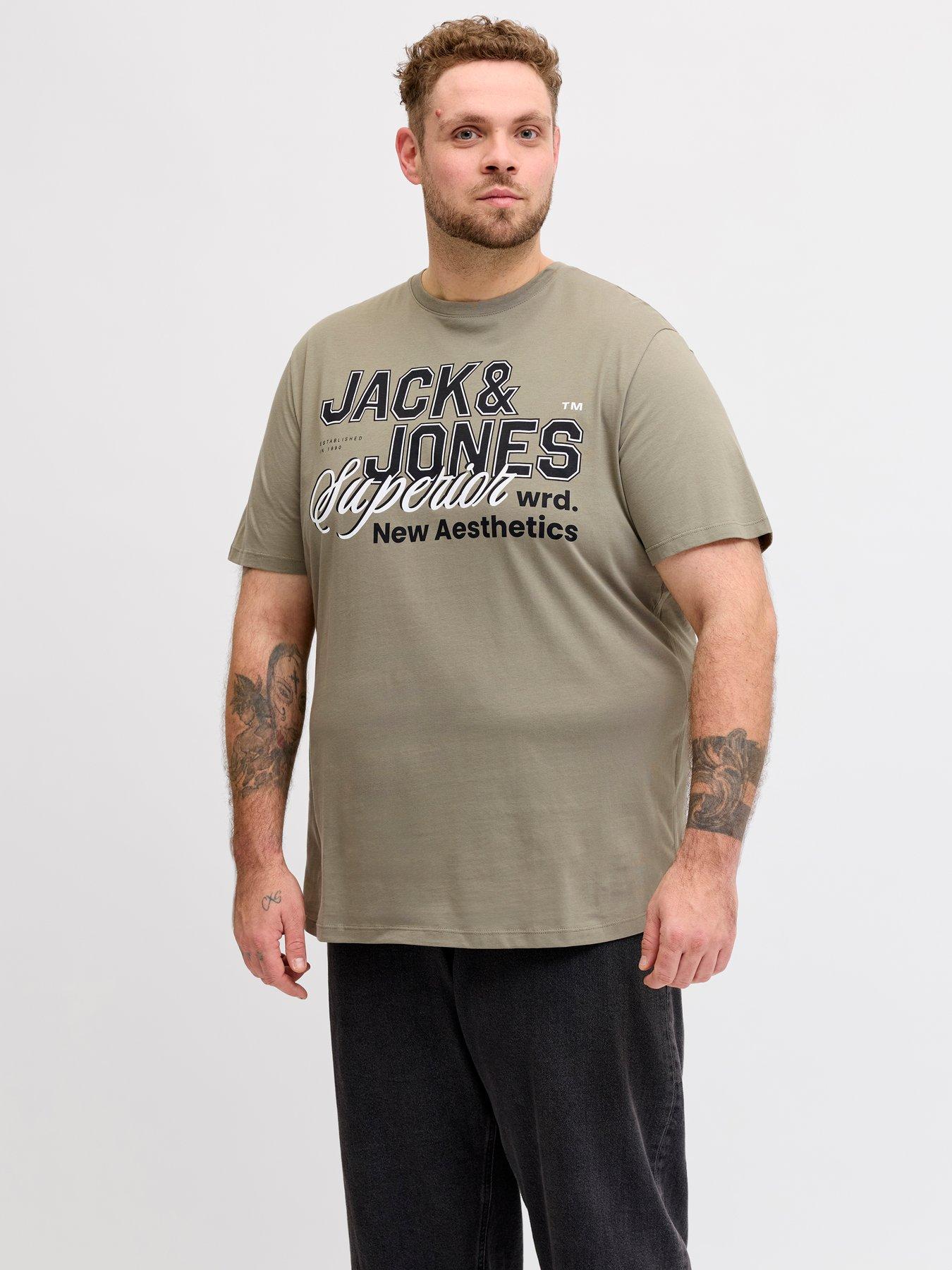 Jack & Jones Plus Logo Short Sleeve T-Shirt - Khaki