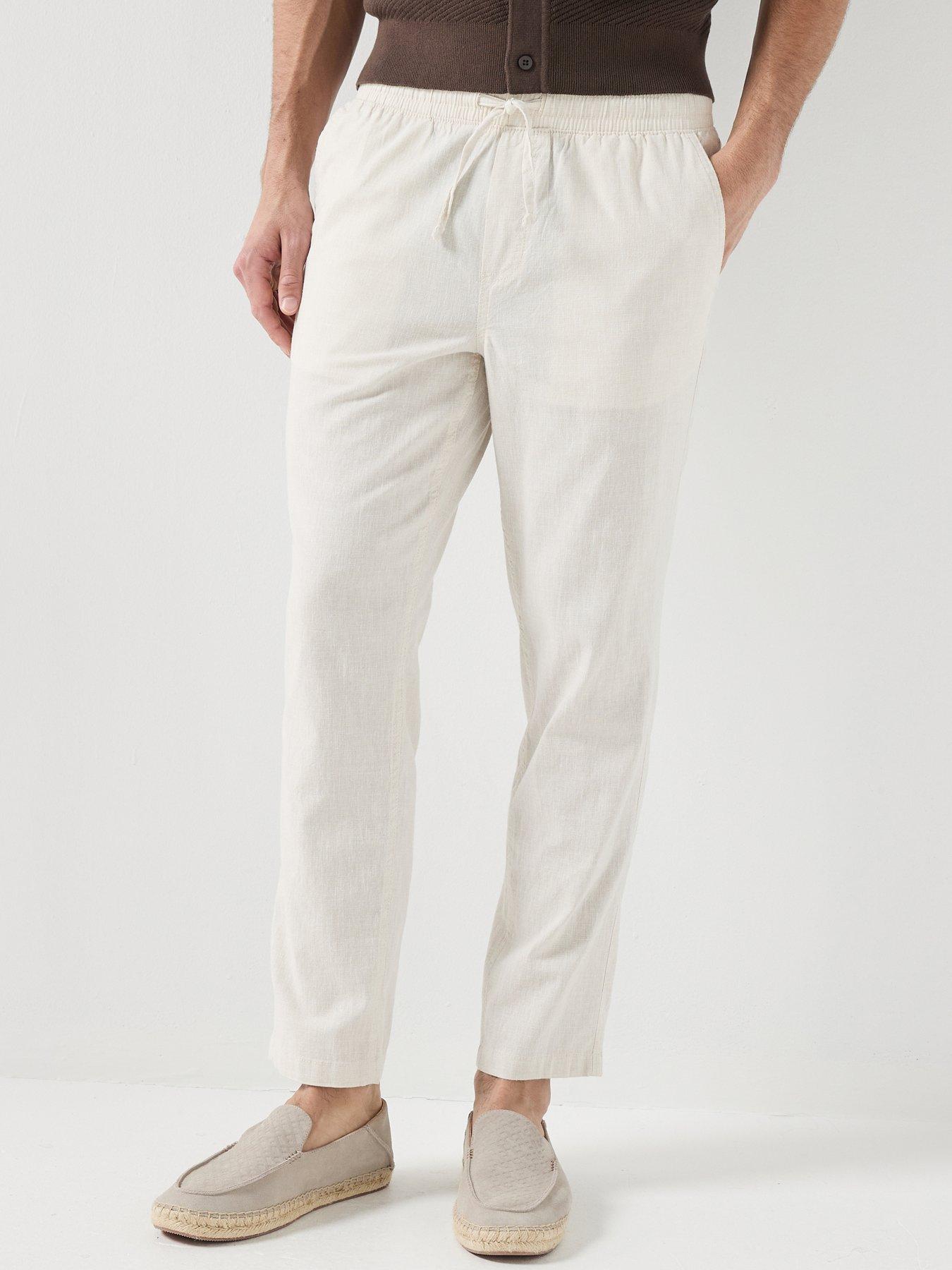 Jack & Jones Ace Breeze Linen Blend Drawstring Trousers - Beige