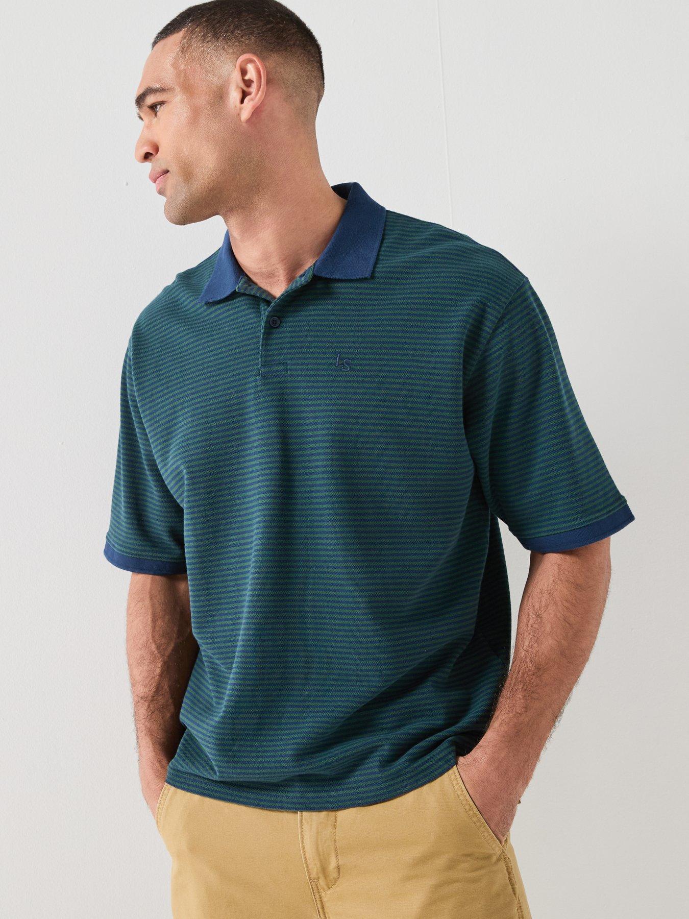 Levi's Finn Boxy Stripe Polo Shirt, Navy, Size L, Men