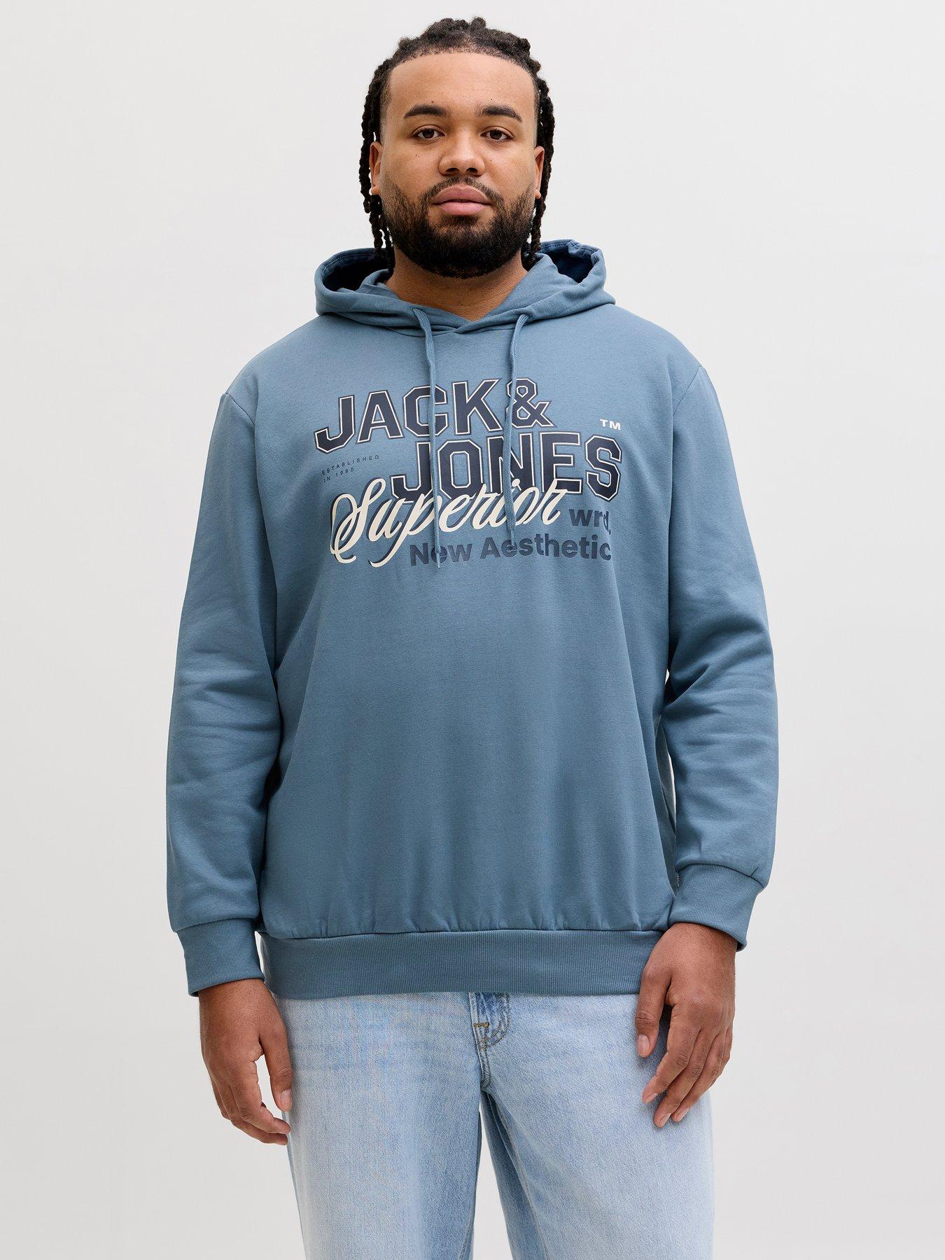Jack & Jones Plus Logo Hoodie - Blue