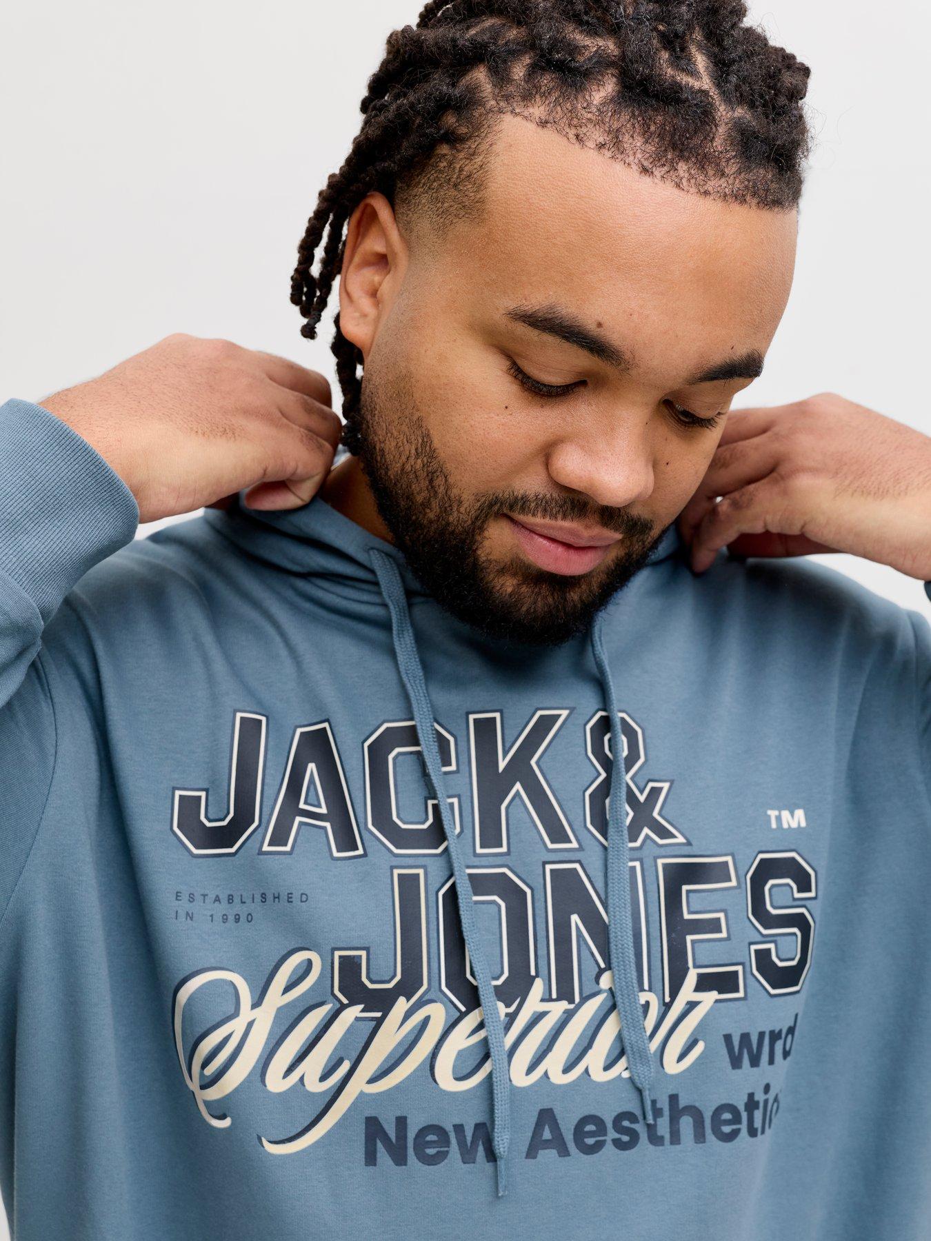 Image 4 of 5 of Jack & Jones Plus Logo Hoodie - Blue