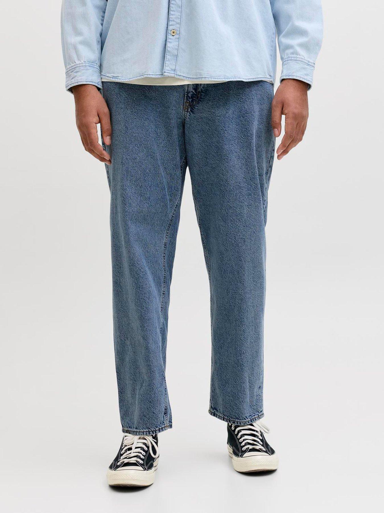 Jack & Jones Plus Chris Original 060 Relaxed Fit Jeans, Blue Denim, Size 44, Inside Leg 34, Men