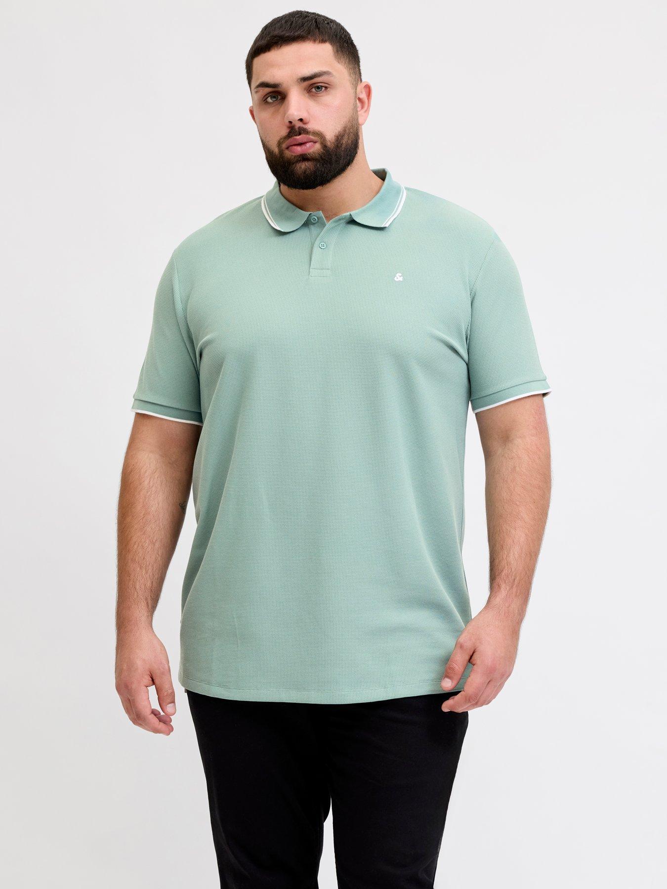 Jack & Jones Plus Austin Polo Shirt, Mineral Blue, Size 4Xl, Men