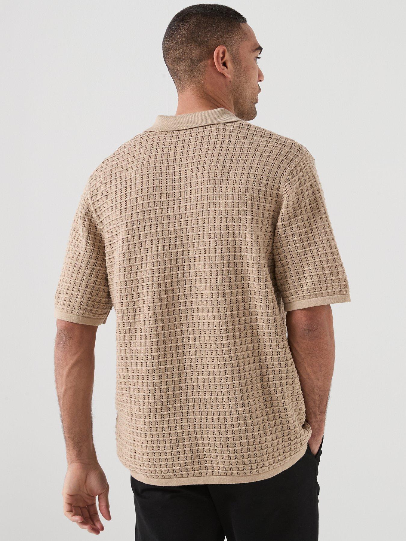 Image 2 of 5 of Jack & Jones Nantucket Knit Split Neck Polo Shirt - Light Brown