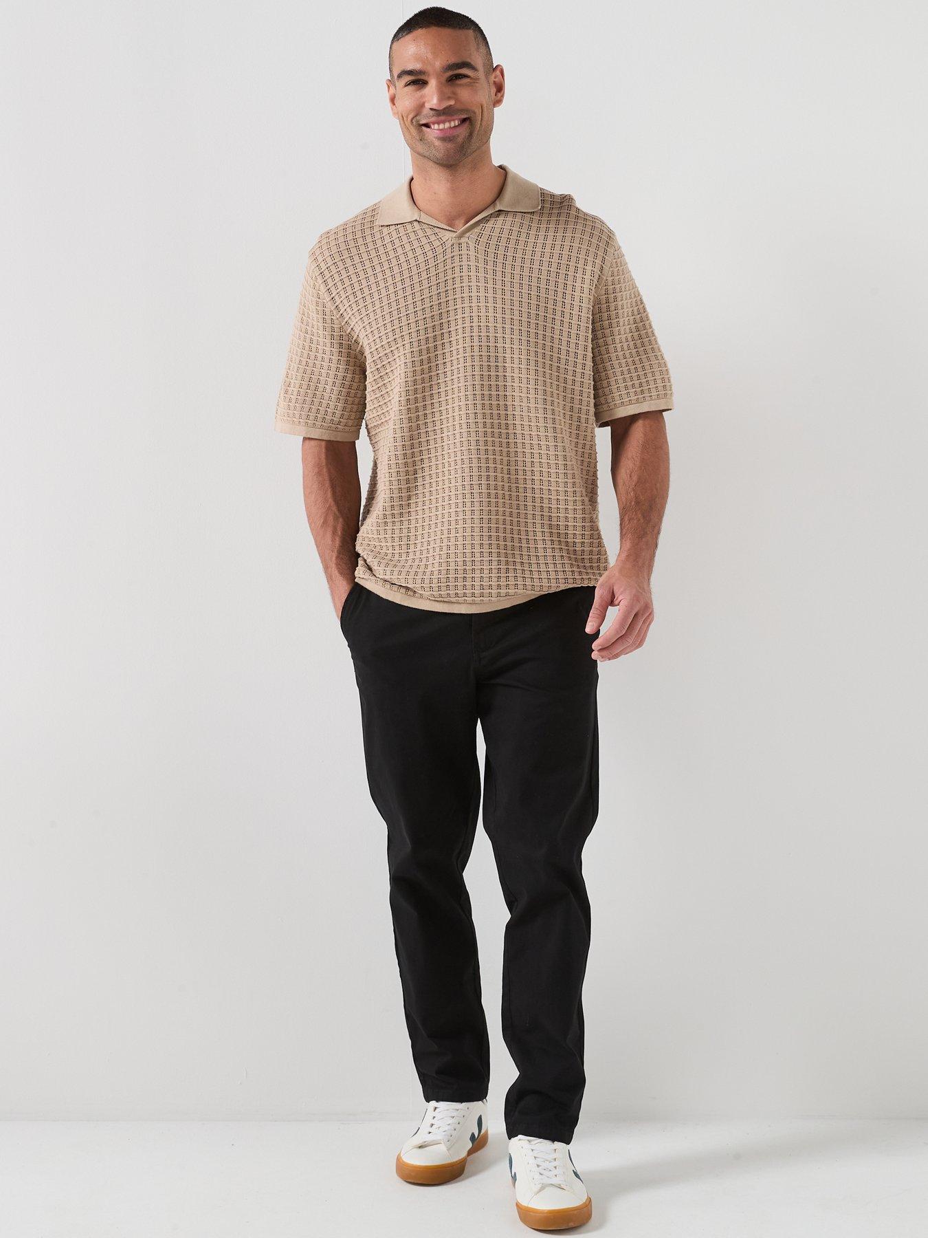 Image 3 of 5 of Jack & Jones Nantucket Knit Split Neck Polo Shirt - Light Brown