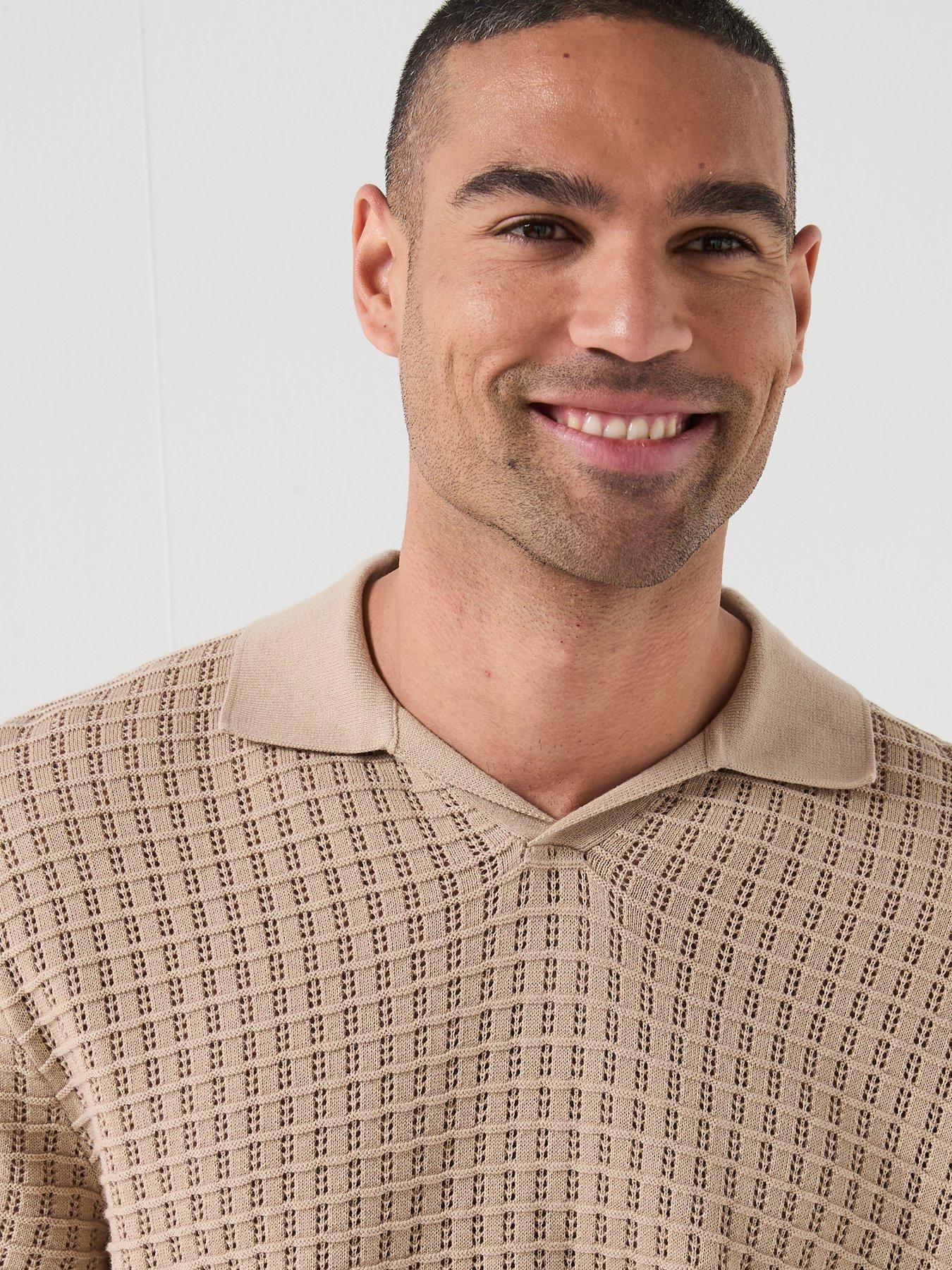 Image 5 of 5 of Jack & Jones Nantucket Knit Split Neck Polo Shirt - Light Brown