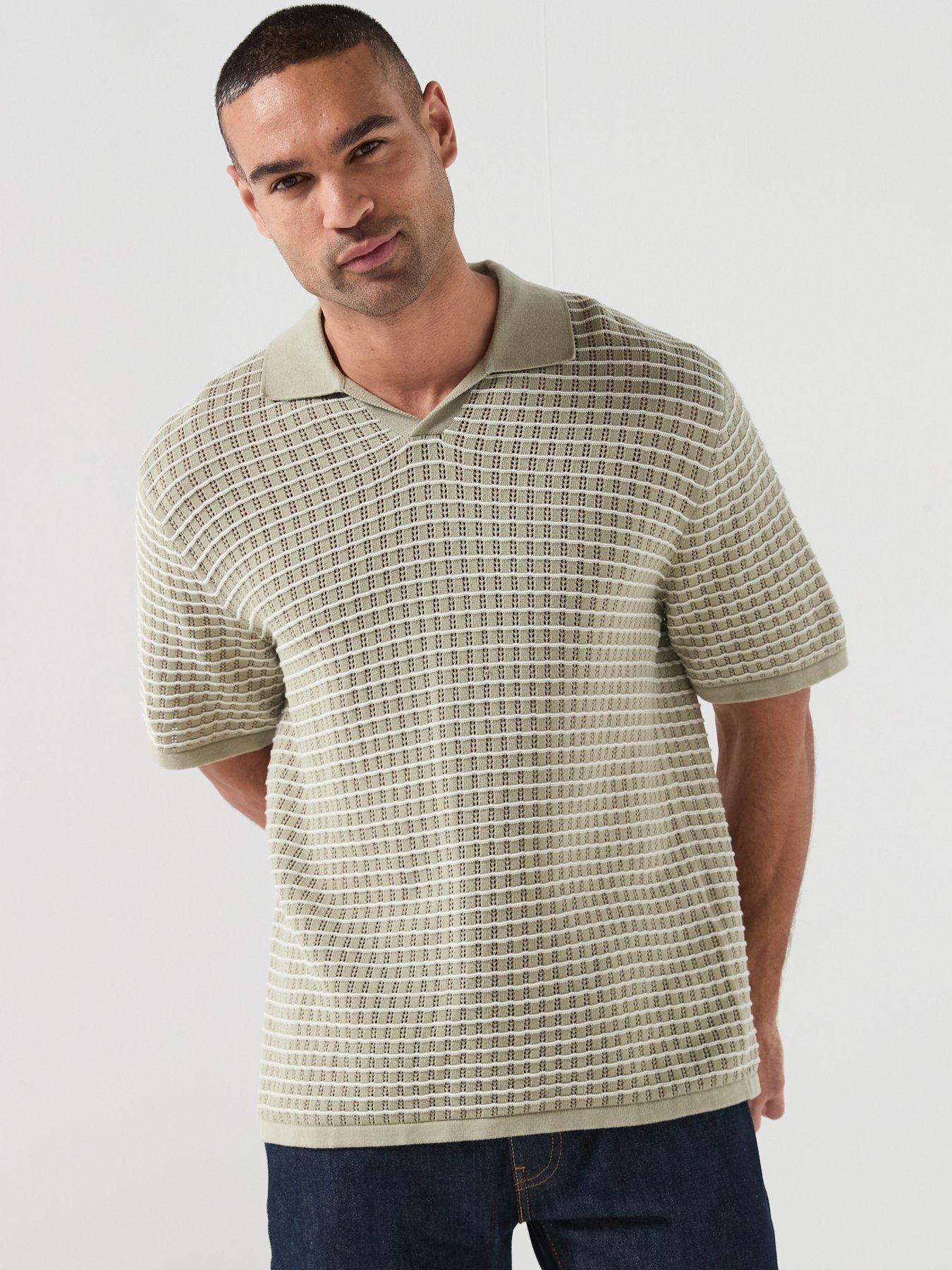 Jack & Jones Nantucket Knit Split Neck Polo Shirt, Seagrass, Size M, Men