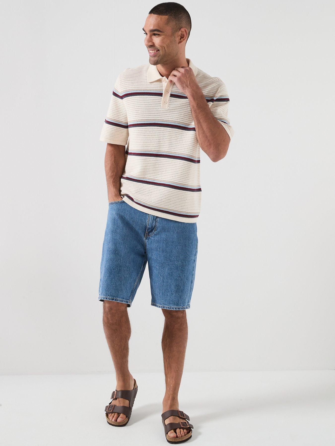 Image 3 of 5 of Jack & Jones Maine Stripe Knitted Polo Shirt - Cream
