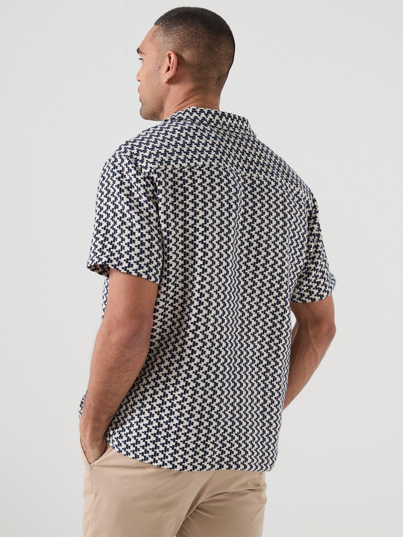 Image 2 of 5 of Jack & Jones Montauk Short Sleeve Crochet Shirt - Navy